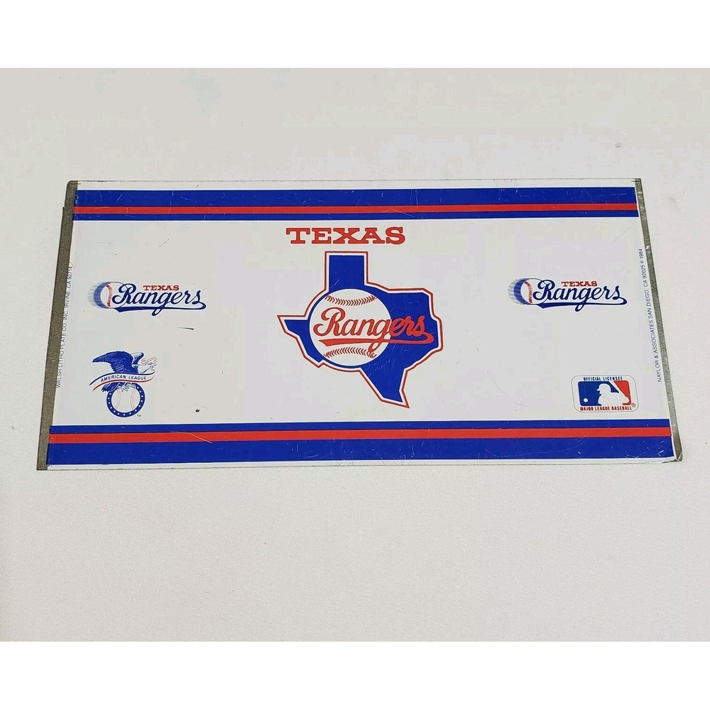 VINTAGE 1984 Texas Rangers Baseball Tin Can Coin Bank Plate RARE